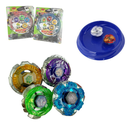 Kit 4 Beyblade Metal + 2 Lançador + Arena Batalha